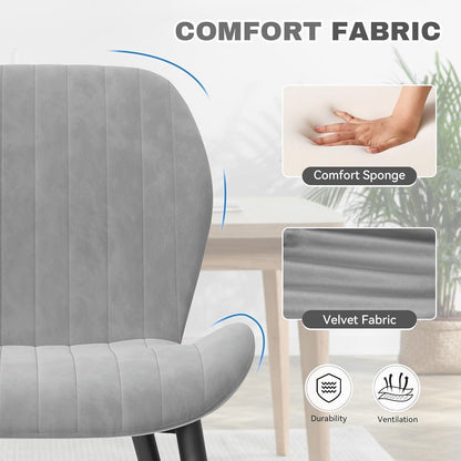 Esszimmerstühle 6er Set Grau Samt | Ergonomisch & Robust