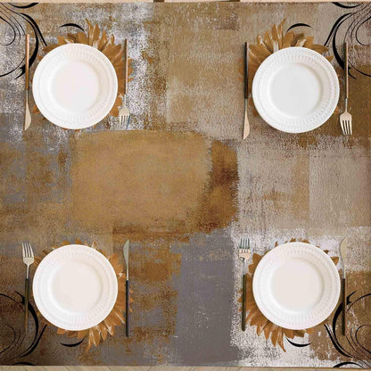 Orange-Braune Tischdecke Retro Blume 100x100cm
