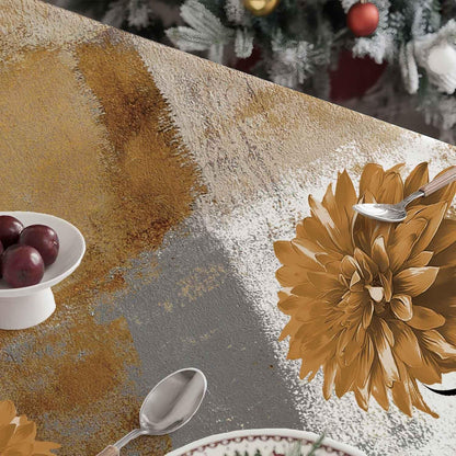 Orange-Braune Tischdecke Retro Blume 100x100cm