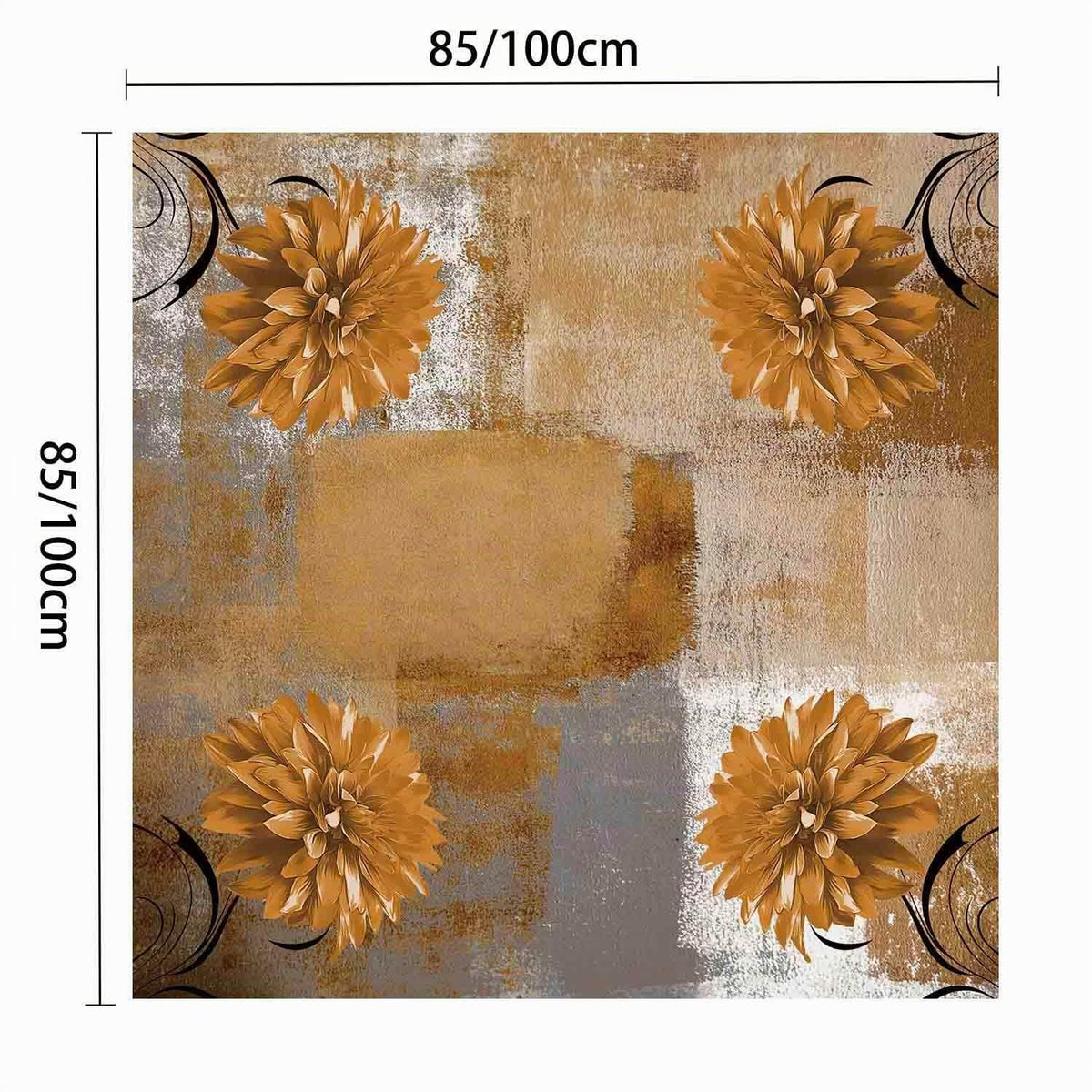 Orange-Braune Tischdecke Retro Blume 100x100cm