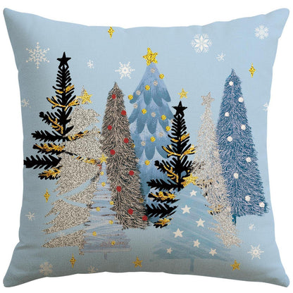 Weihnachtlicher Kissenbezug 50x50 cm, Blau mit Weihnachtsmotiven