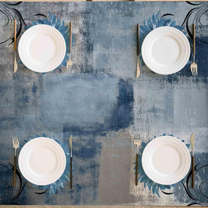 Blau Grau Retro Tischdecke 85x85cm – Rustikale Tischdekoration