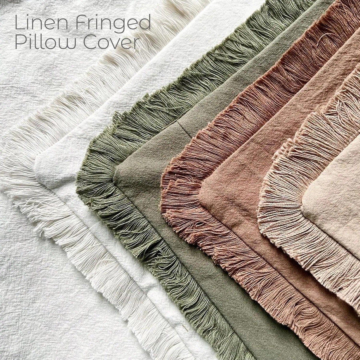 2er Set Baumwoll Kissenbezüge mit Fransen, 40x40 cm, Beige