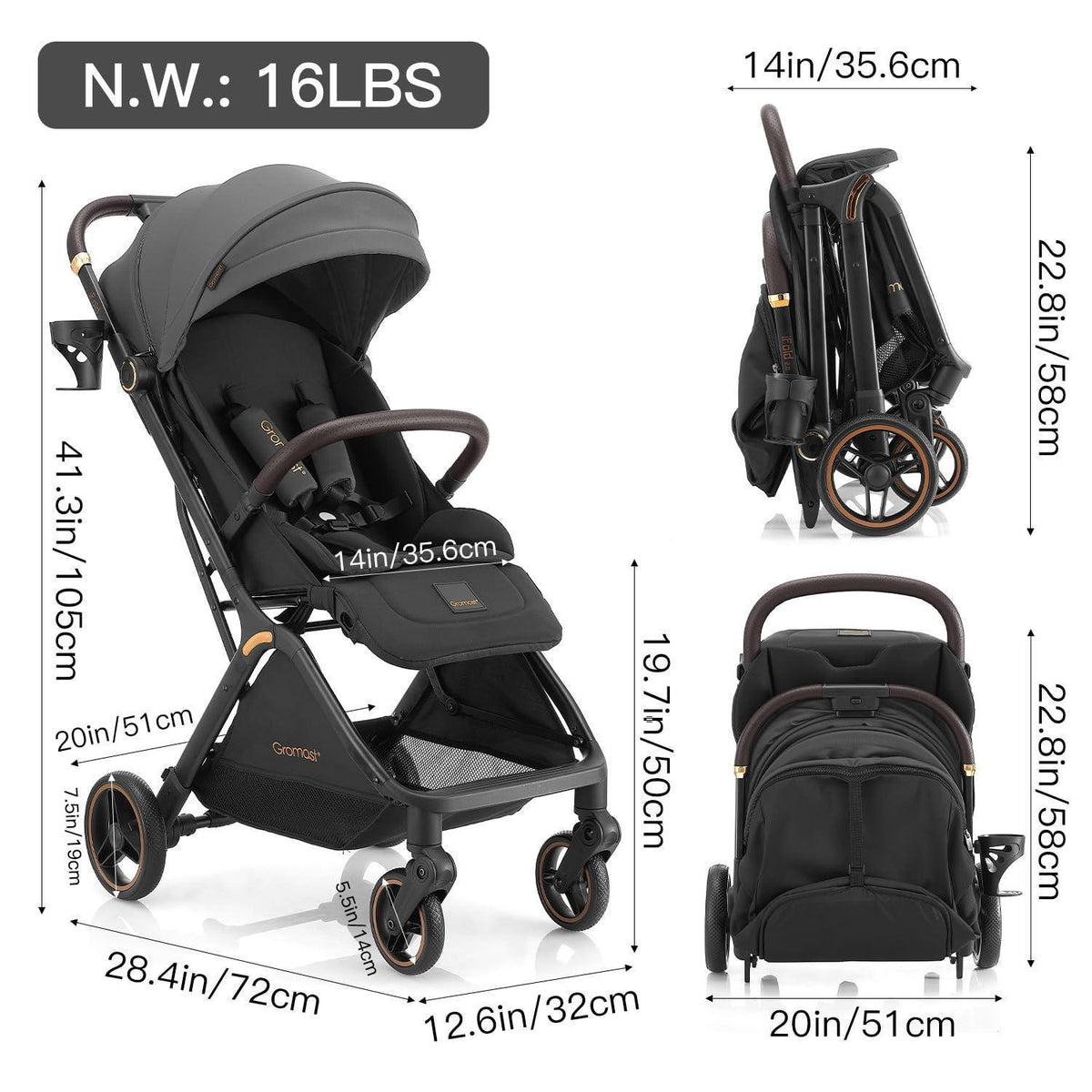 Faltbarer Kinderwagen – Reisebuggy mit Verstelllehne & UV-Schutz
