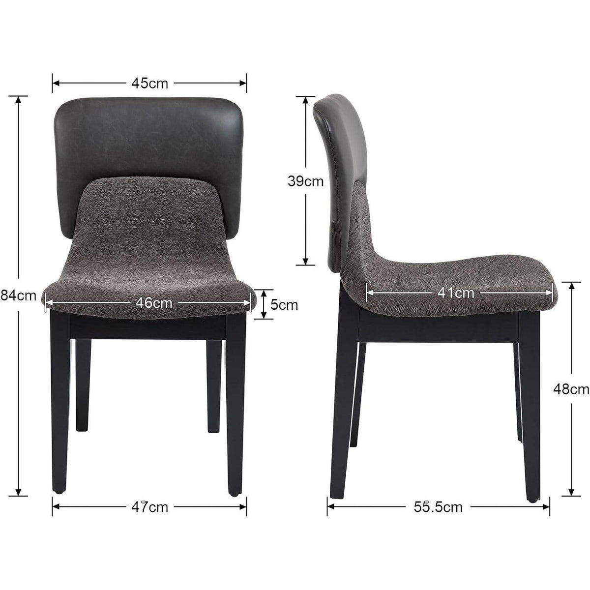 Esszimmerstühle 2er Set Grau – Chenille in Lederoptik