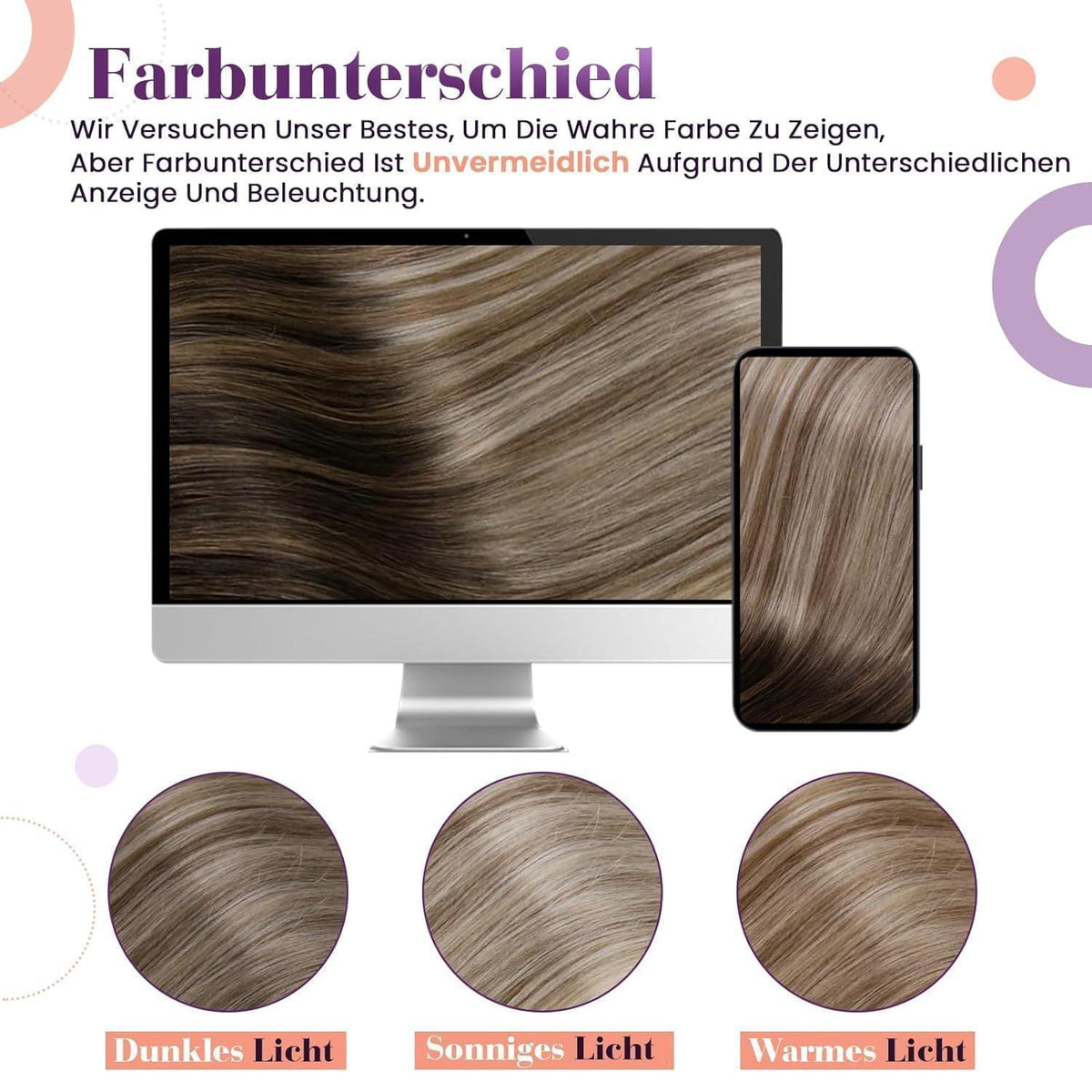 Echthaar Clip-in Extensions 60cm Balayage Braun Ombre