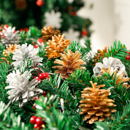 24 Natürliche Tannenzapfen Gold & Silber mit Stiel – Weihnachtsdeko