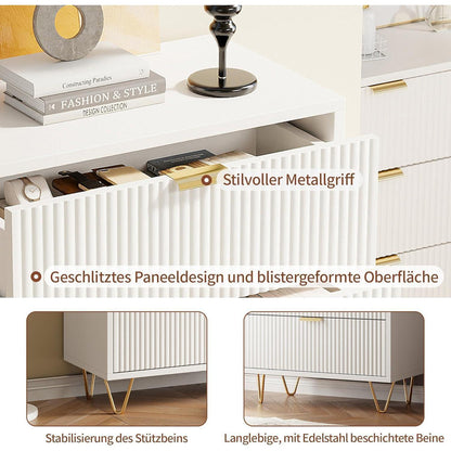Moderne Kommode mit 4 Schubladen, Weiß 60x34x91 cm
