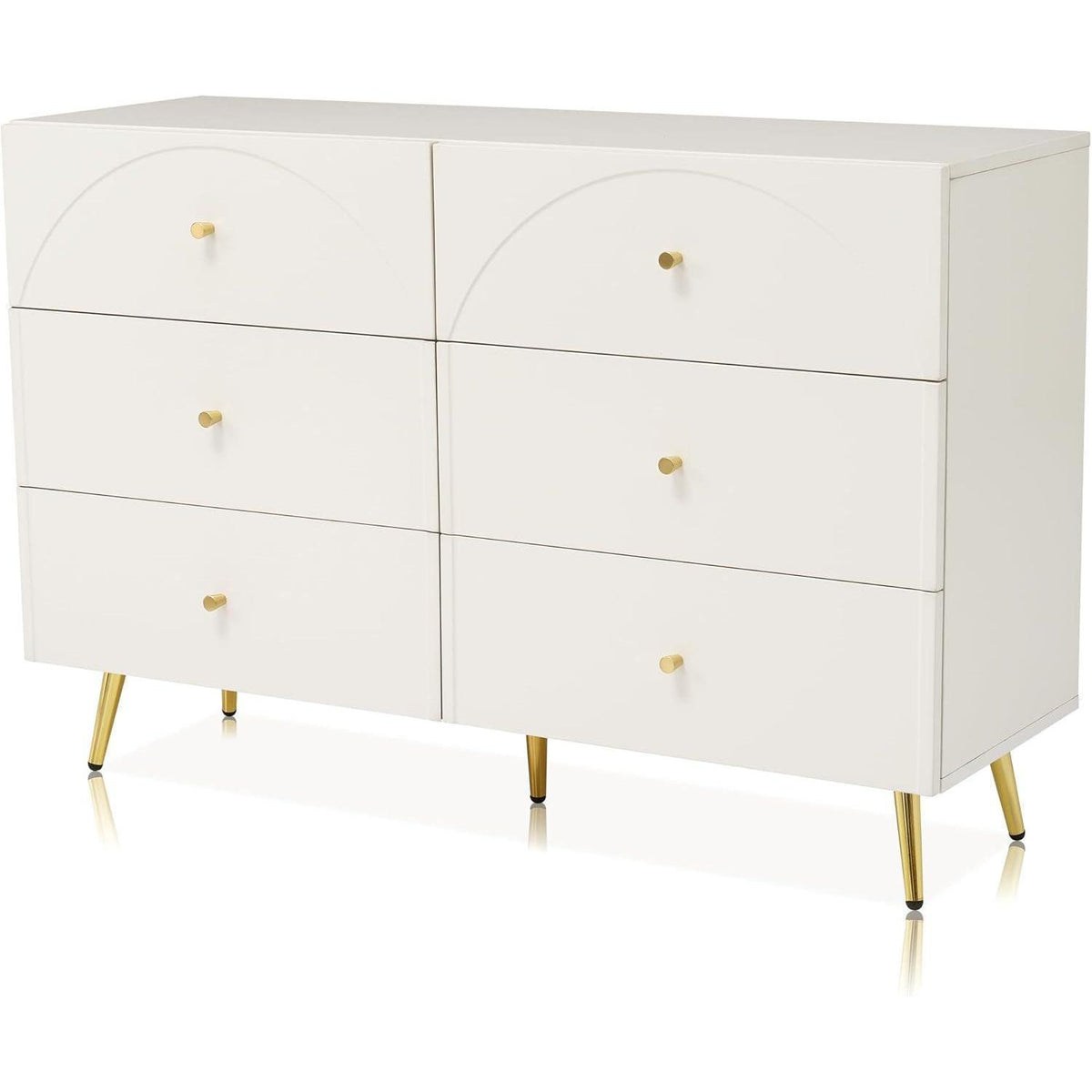 Weißes Sideboard mit 6 Schubladen – 120x40x85cm (Stil A)