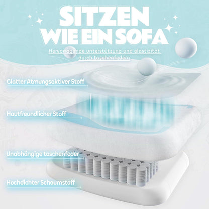 Gaming Stuhl mit Katzenohren und Fußstütze, Blau Weiß