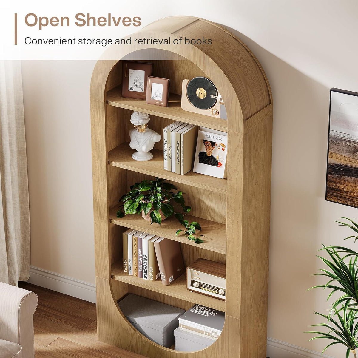 Tribesigns Gewölbtes Bücherregal mit 5 Ebenen – Industrial Design