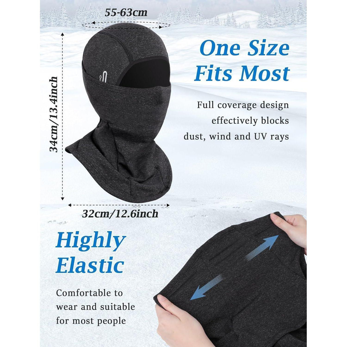 Sturmhaube Winddicht Warm – Skimaske Fahrrad Balaclava Grau