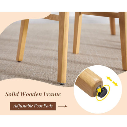 Esszimmerstuhl Set Holz mit Rattan Rückenlehne Braun in Lederoptik