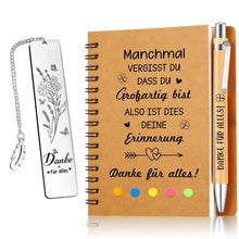Dankeschön Geschenkset für Frauen: Notizbuch, Lesezeichen & Stift