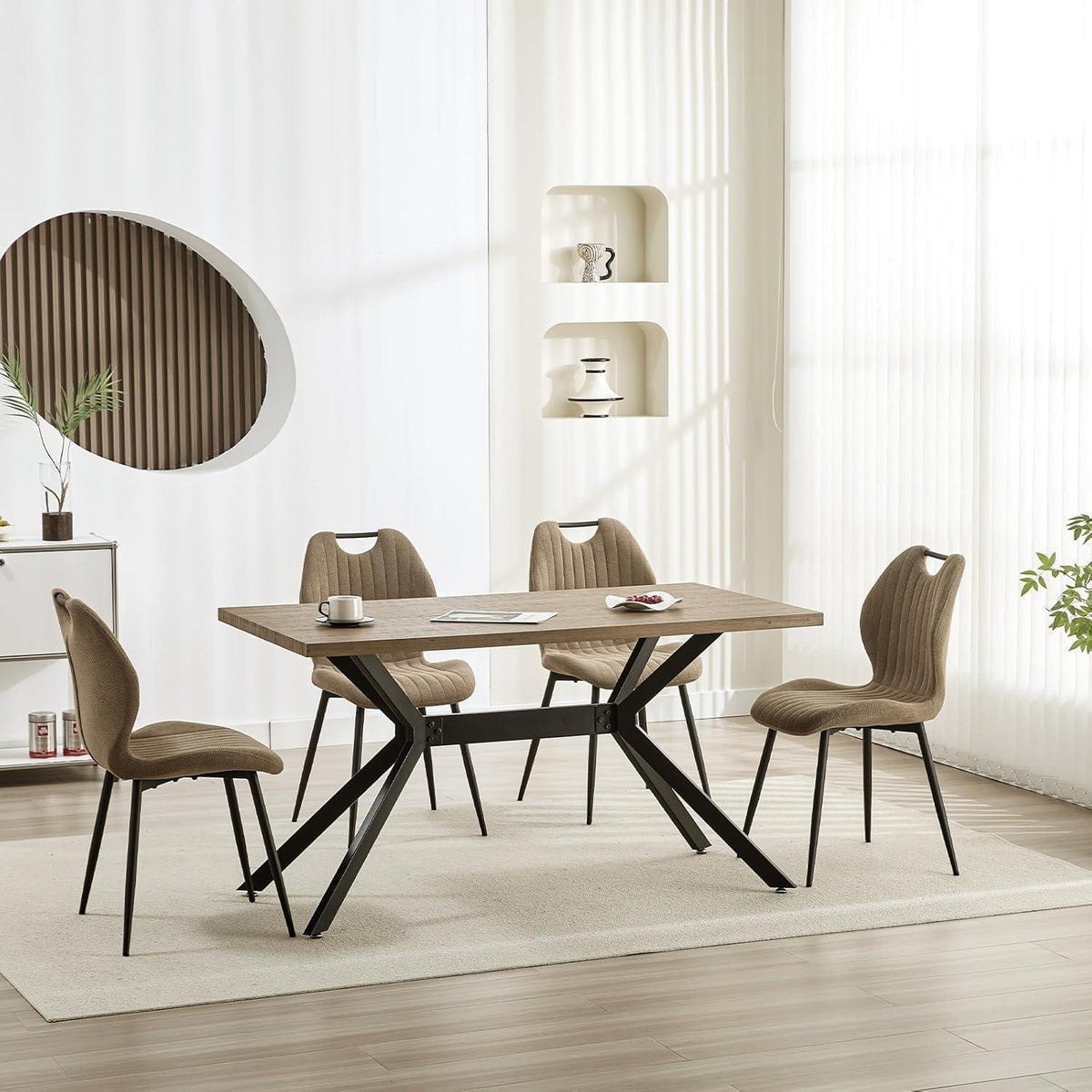 Essgruppen Set: Esstisch (140x80cm) mit 4 bequemen Stühlen