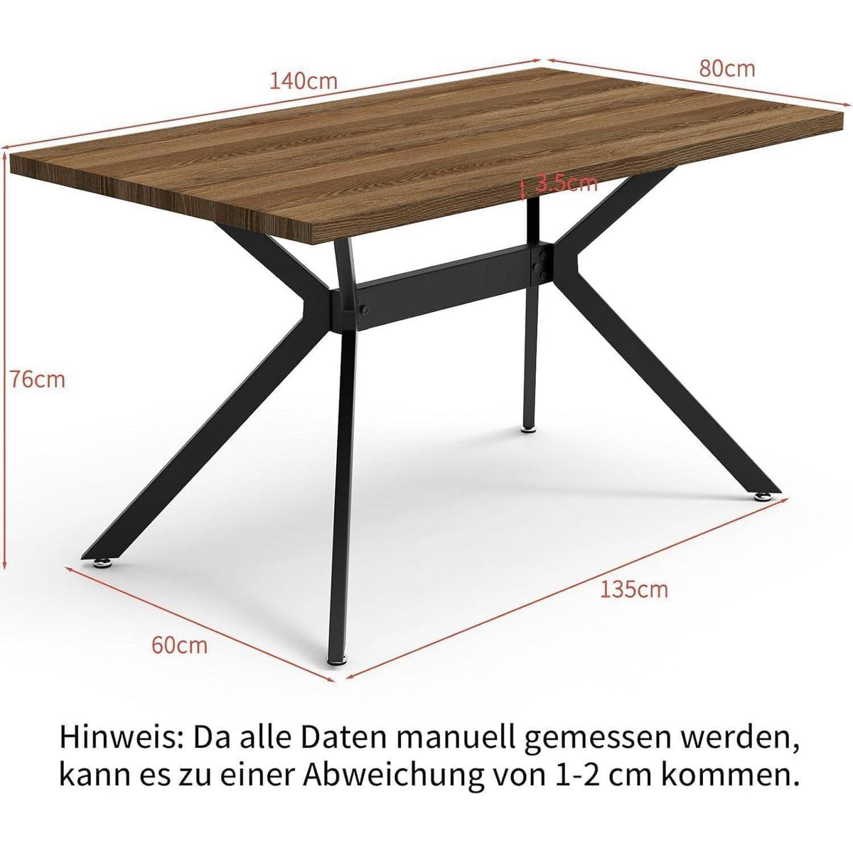 Essgruppen Set: Esstisch (140x80cm) mit 4 bequemen Stühlen