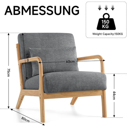 Moderner Akzent Sessel mit Kissen – Dunkelgrau