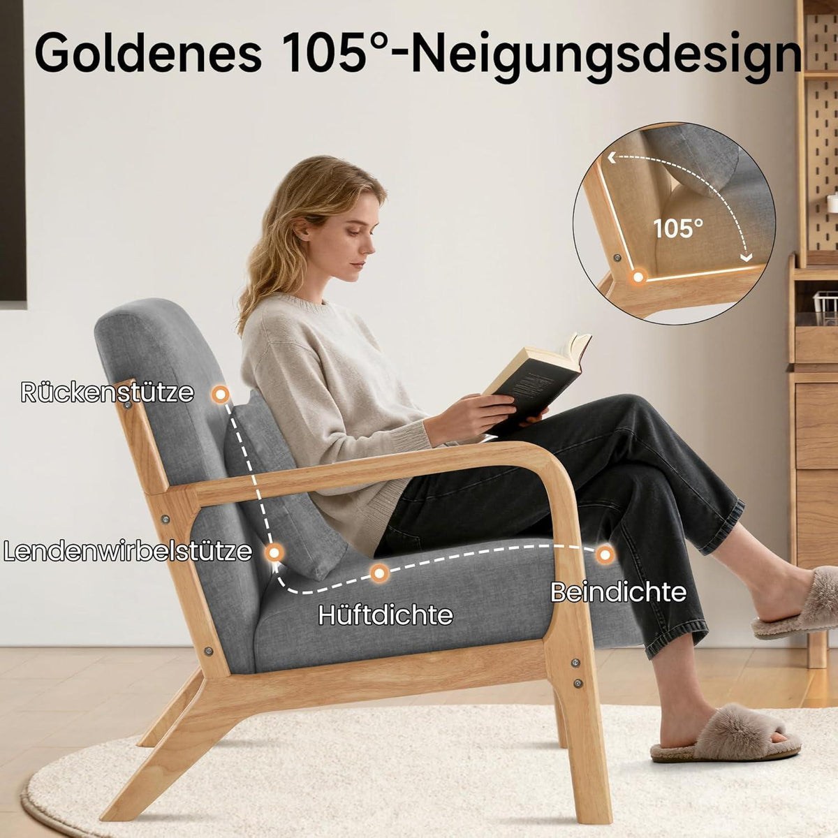 Moderner Akzent Sessel mit Kissen – Dunkelgrau