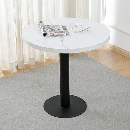 Runder Esstisch 80cm Weiß – Küchentisch mit Marmoroptik