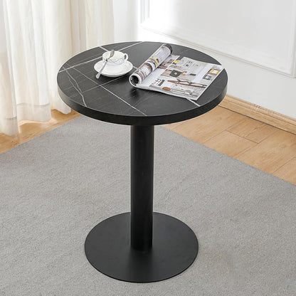 Runder Esstisch 60cm Schwarz – Küchentisch mit Marmoroptik