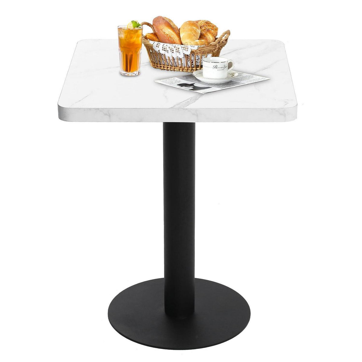 Mingone Esszimmertisch 60x60cm Weiß Marmoroptik