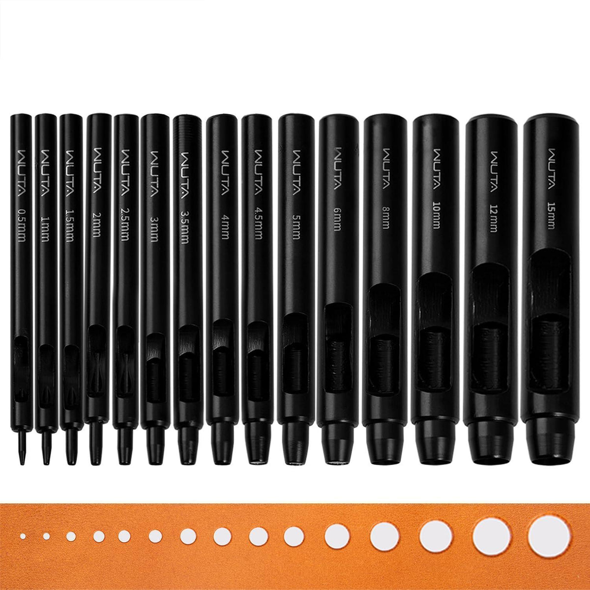 Leder Lochstanzer Set 15-teilig – 0,5-15mm für Lederarbeiten