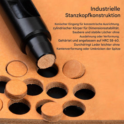 Leder Lochstanzer Set 15-teilig – 0,5-15mm für Lederarbeiten