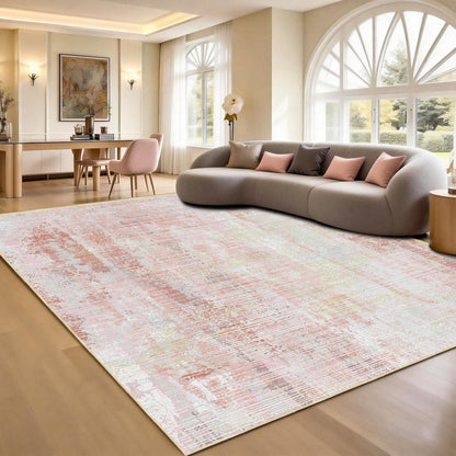 Altrosa Vintage Teppich 160x230cm – Weicher Kurzflor & Abstraktes Design