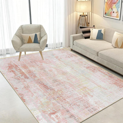 Vintage Teppich Altrosa Rosa 160x200cm – Weicher Kurzflor Teppich