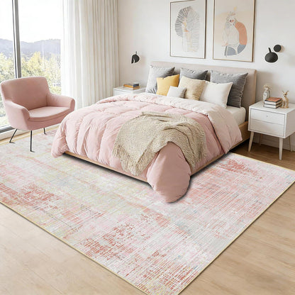 Vintage Teppich Altrosa Rosa 160x200cm – Weicher Kurzflor Teppich