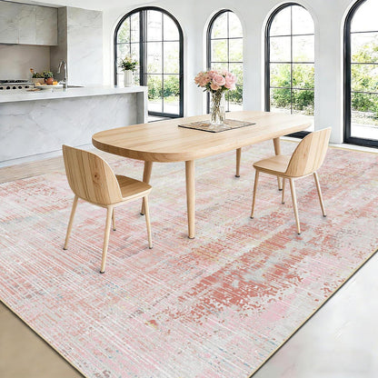 Vintage Teppich Altrosa Rosa 160x200cm – Weicher Kurzflor Teppich