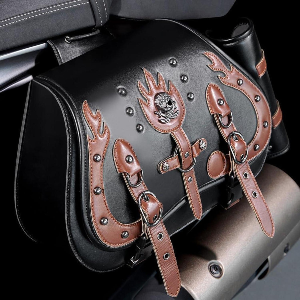 Motorrad Satteltasche 30L Wasserdicht mit Flaschenhalter in Lederoptik