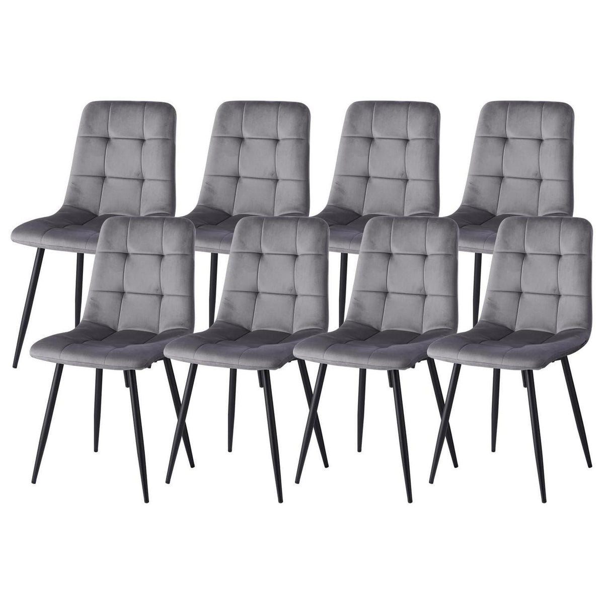 8er-Set Esszimmerstühle Samt Schwarz – Bequeme Moderne