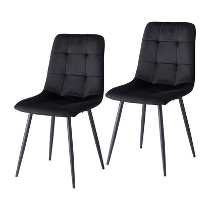 2er-Set Esszimmerstühle Samt Schwarz – Modern & Bequem