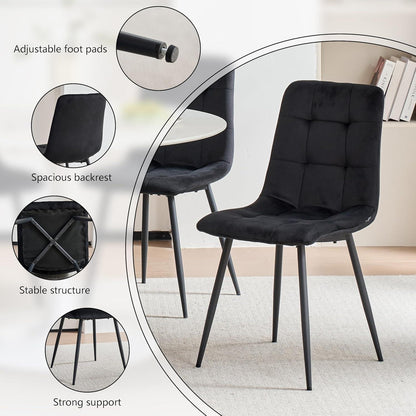 2er-Set Esszimmerstühle Samt Schwarz – Modern & Bequem