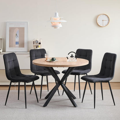 4er-Set Esszimmerstühle Nordic, Schwarz, Cord & Metall