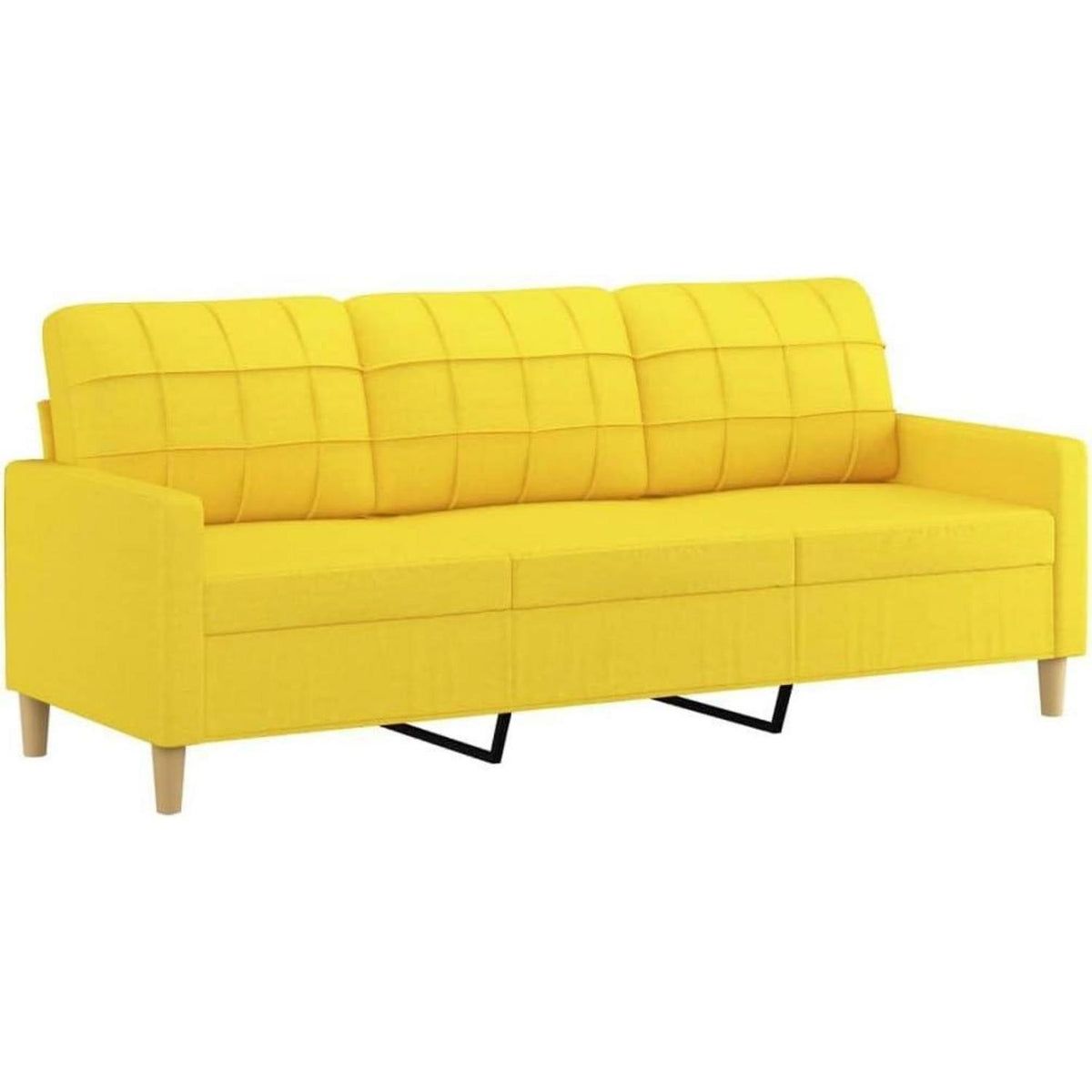 3-Sitzer Sofa mit Hocker, Hellgelb – Schlaffunktion & Modernes Design