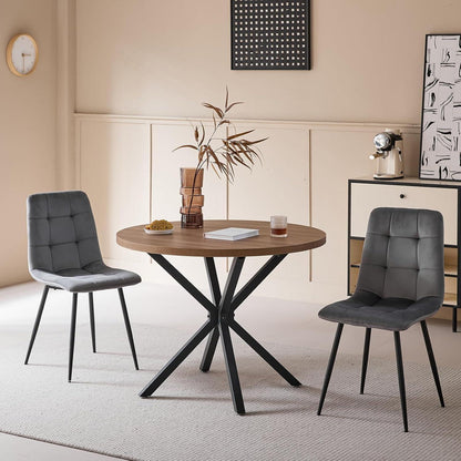 2er-Set Esszimmerstühle Samt, Schwarz & Dunkelgrau