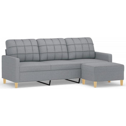 3-Sitzer Sofa mit Hocker, Hellgrau, 180 cm – Schlaffunktion