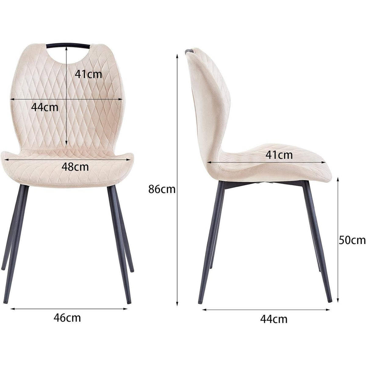 Beige Esszimmerstühle 2er-Set mit Stoffbezug & Metallbeinen