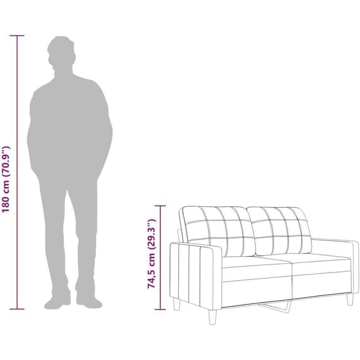 2-Sitzer Sofa Hellgelb – Bequemes Polstersofa mit Kissen