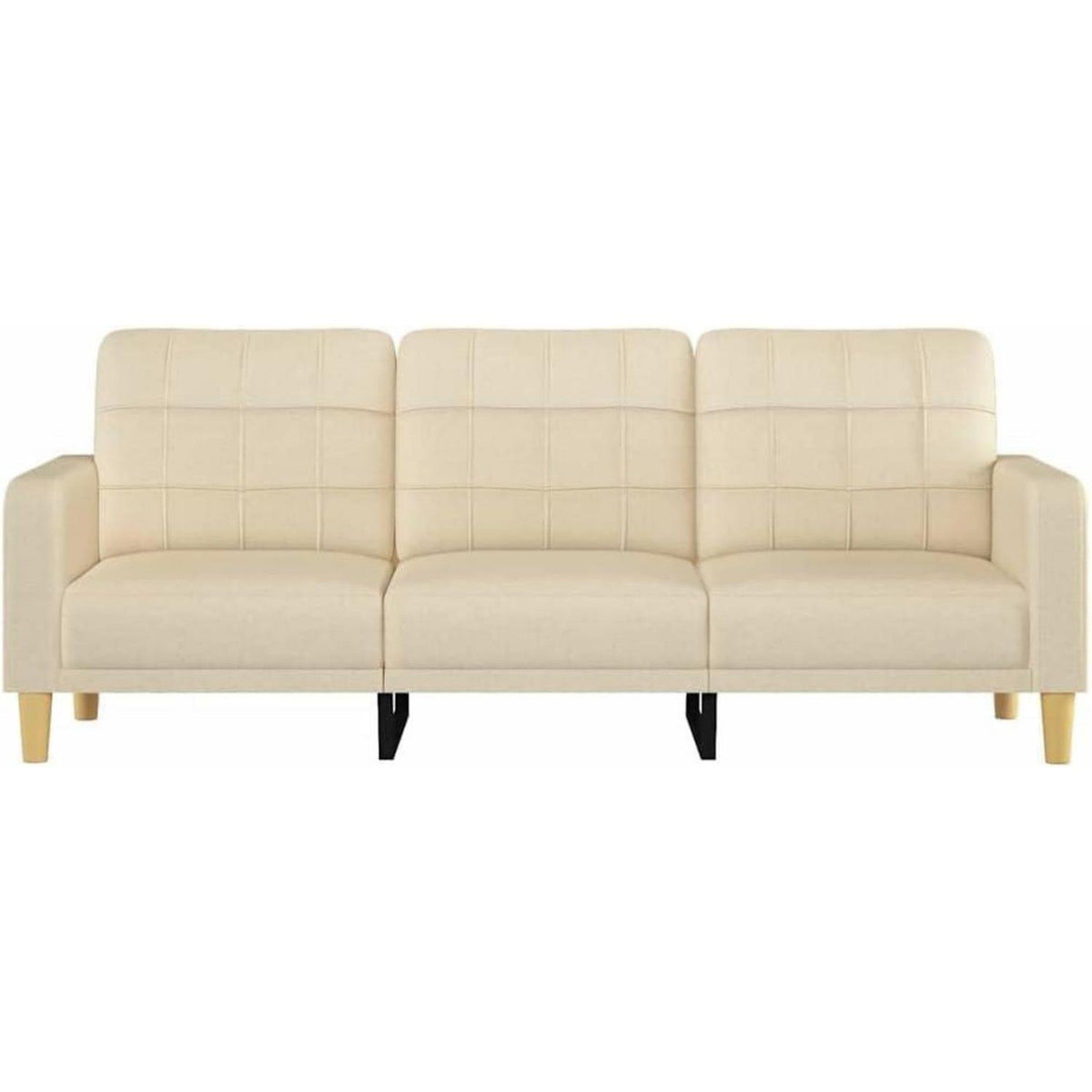 3-Sitzer Bodensofa mit Bettfunktion & Pillow-Support, Creme