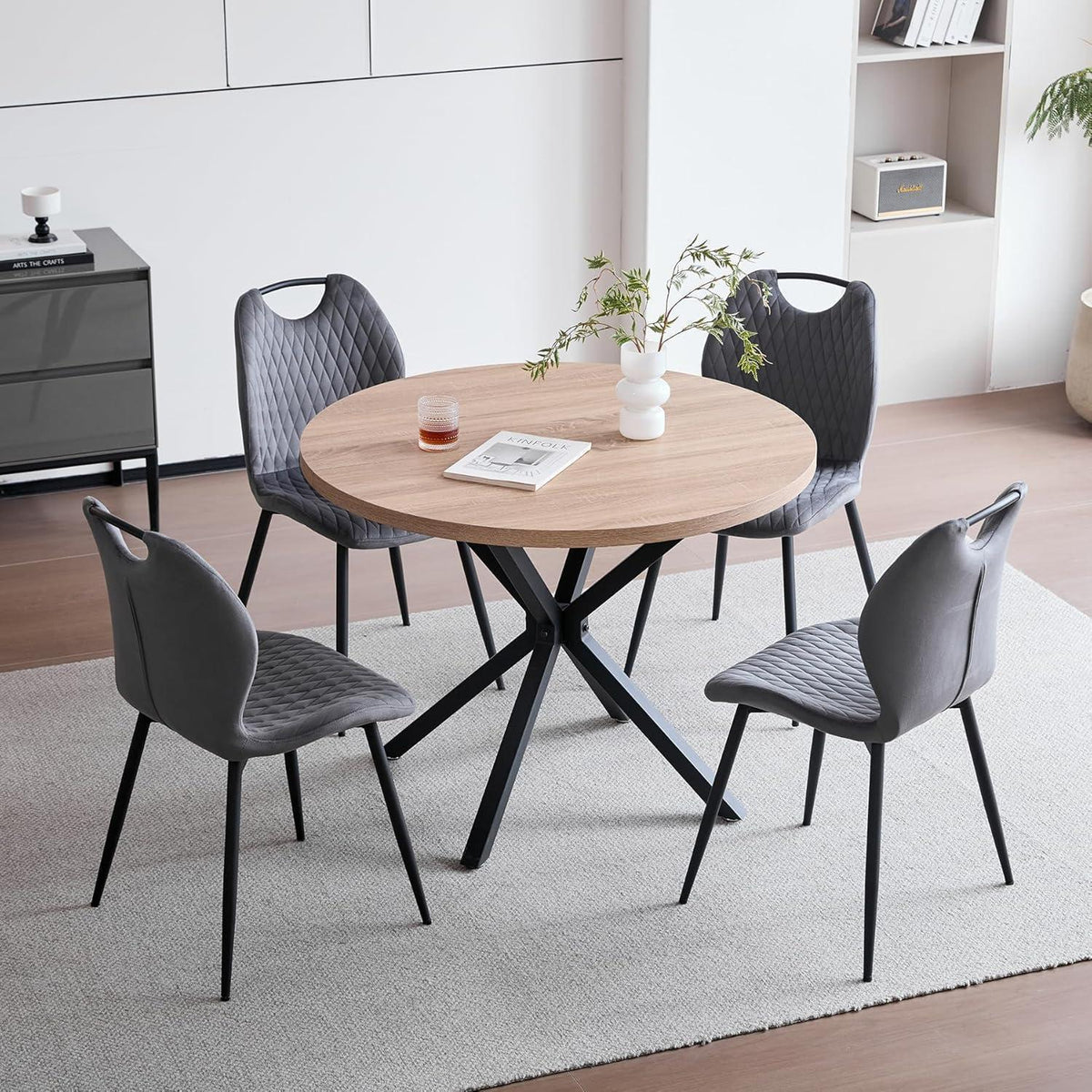 Esszimmerstühle Set 6 Grau – Bequeme Polsterstühle Küche Wohnzimmer