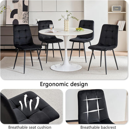 8er-Set Esszimmerstühle Samt Schwarz – Bequeme Moderne