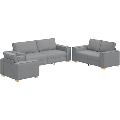 Hellgraues Sofa-Set: 3-Sitzer, 2-Sitzer & Sessel