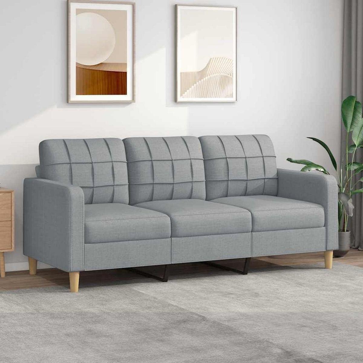3-Sitzer Bodensofa mit Bettfunktion, Hellgrau 180cm