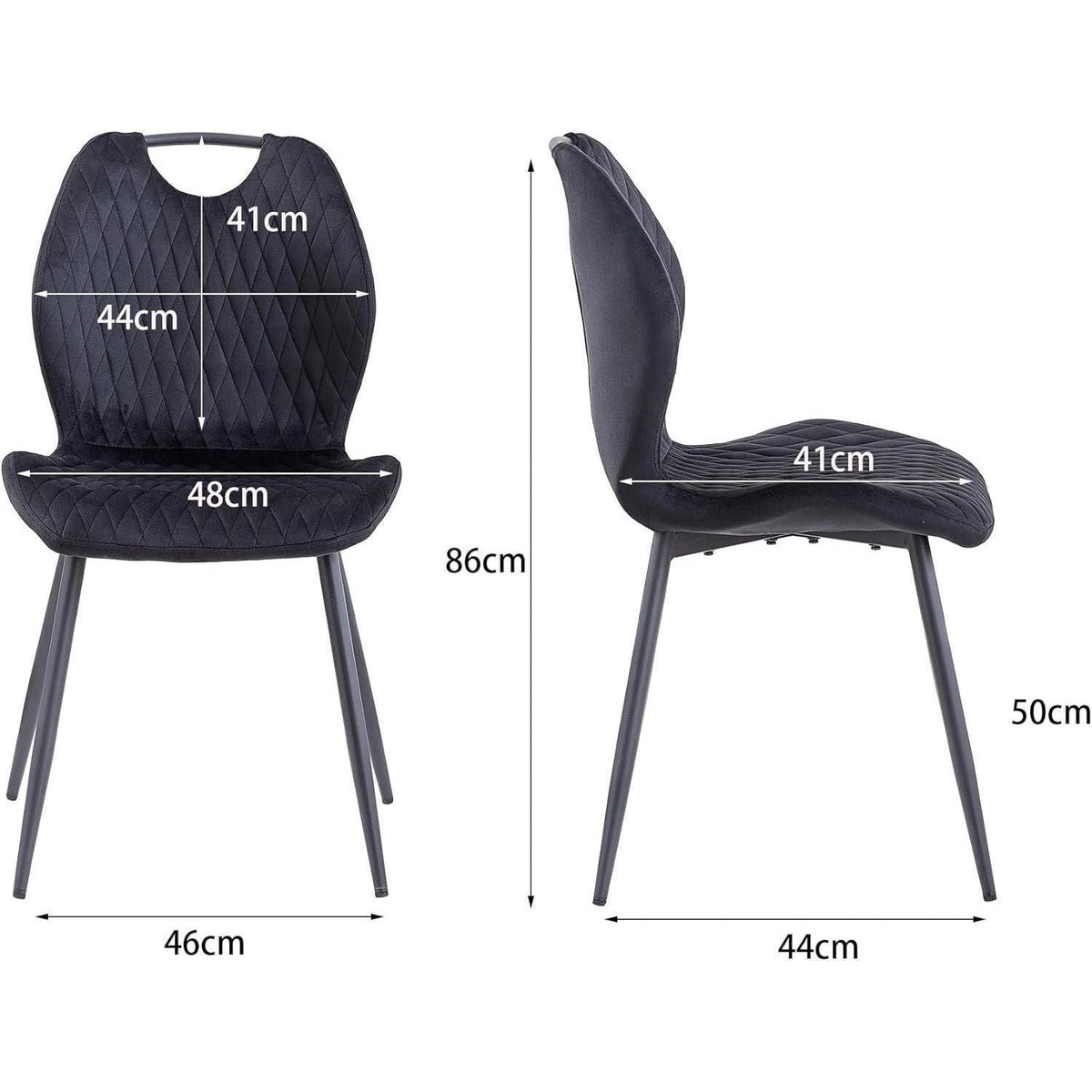 Moderner Esszimmerstuhl Set 2er – Samt & Metall Schwarz