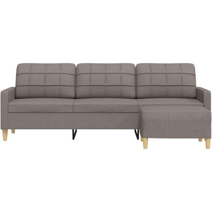 3-Sitzer Sofa mit Hocker, Taupe – Schlafsofa 210 cm