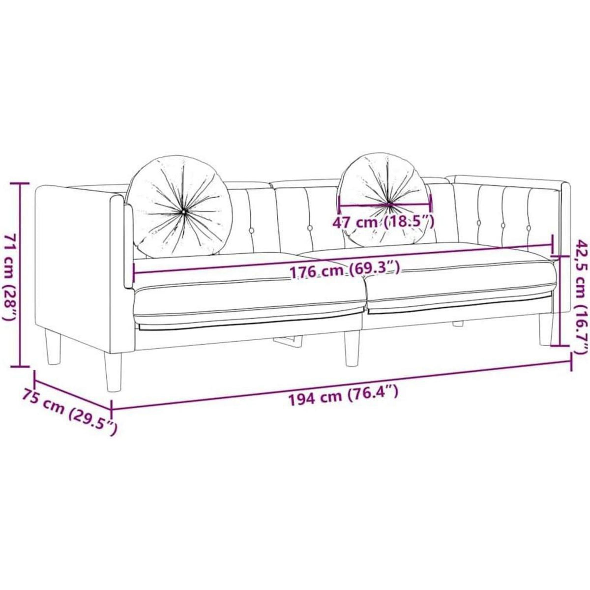3-Sitzer Couch Modernes Polstersofa mit Samtoptik Braun