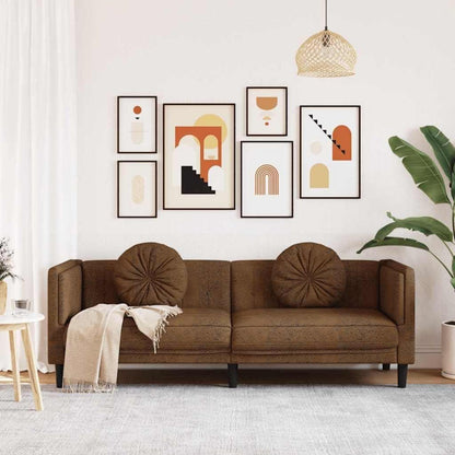3-Sitzer Couch Modernes Polstersofa mit Samtoptik Braun